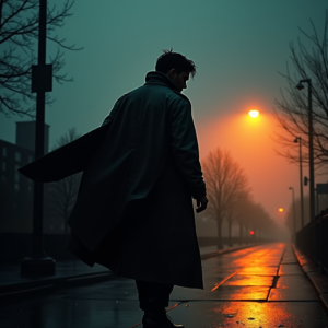 Cyberpunk — Detective In A Rain-damp Trench Coat Cinematic #0276 (Midjourney)