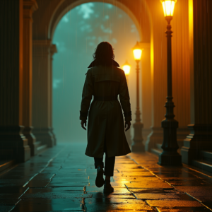 Cyberpunk — Detective In A Rain-damp Trench Coat Cinematic #0300 (Midjourney)
