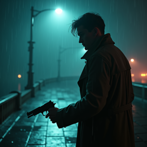 Cyberpunk — Detective In A Rain-damp Trench Coat Cinematic #0324 (Midjourney)