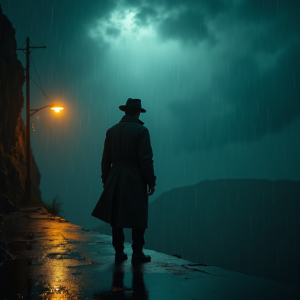Cyberpunk — Detective In A Rain-damp Trench Coat Cinematic #0336 (Midjourney)