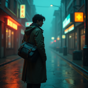 Cyberpunk — Lone Traveler In A Weathered Long Cinematic #0001 (Stable Diffusion)