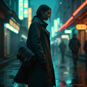 Cyberpunk — Lone Traveler In A Weathered Long Cinematic #0031 (Recraft)