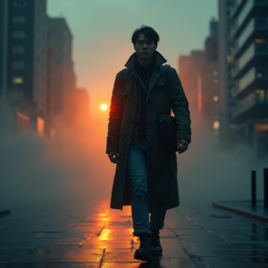 Cyberpunk — Lone Traveler In A Weathered Long Cinematic #0049 (Stable Diffusion)