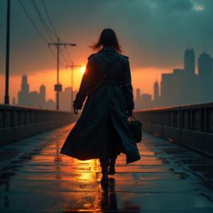 Cyberpunk — Lone Traveler In A Weathered Long Cinematic #0067 (Recraft)