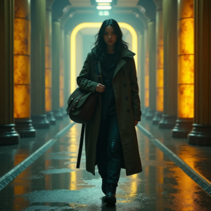 Cyberpunk — Lone Traveler In A Weathered Long Cinematic #0079 (Recraft)