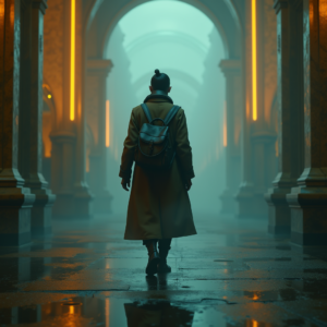 Cyberpunk — Lone Traveler In A Weathered Long Cinematic #0085 (Stable Diffusion)