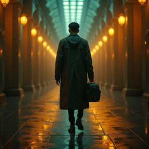 Cyberpunk — Lone Traveler In A Weathered Long Cinematic #0091 (Recraft)