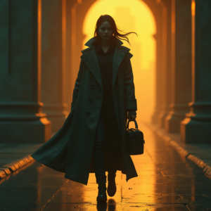 Cyberpunk — Lone Traveler In A Weathered Long Cinematic #0103 (Recraft)