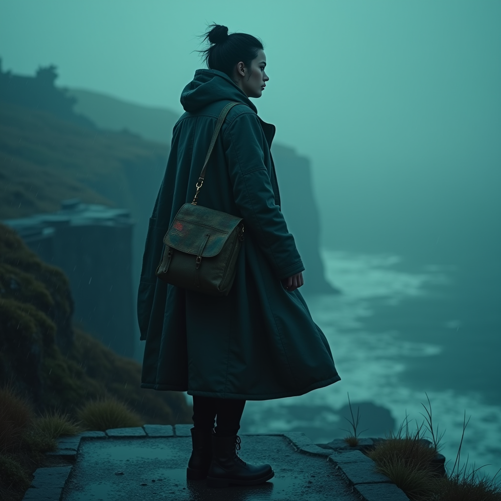 Cyberpunk — Lone Traveler In A Weathered Long Cinematic #0139 (Recraft)