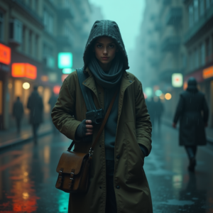 Cyberpunk — Lone Traveler In A Weathered Long Cinematic #0187 (Recraft)