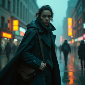 Cyberpunk — Lone Traveler In A Weathered Long Cinematic #0211 (Recraft)
