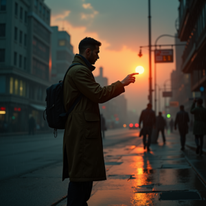 Cyberpunk — Lone Traveler In A Weathered Long Cinematic #0266 (FLUX)