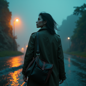 Cyberpunk — Lone Traveler In A Weathered Long Cinematic #0314 (FLUX)