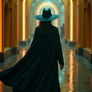 Cyberpunk — Mysterious Figure Beneath A Wide-brimmed Hat Cinematic #0105 (Leonardo)