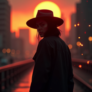 Cyberpunk — Mysterious Figure Beneath A Wide-brimmed Hat Cinematic #0244 (Gemini)