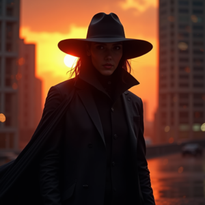 Cyberpunk — Mysterious Figure Beneath A Wide-brimmed Hat Cinematic #0274 (Seedream)