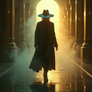 Cyberpunk — Mysterious Figure Beneath A Wide-brimmed Hat Cinematic #0292 (Gemini)
