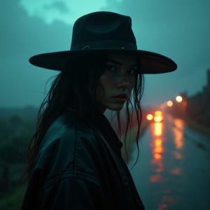 Cyberpunk — Mysterious Figure Beneath A Wide-brimmed Hat Cinematic #0316 (Gemini)