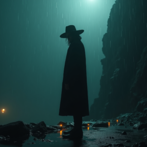Cyberpunk — Mysterious Figure Beneath A Wide-brimmed Hat Cinematic #0334 (Seedream)