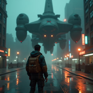 Cyberpunk — Pilot In A Weathered Flight Jacket Cinematic #0024 (Midjourney)