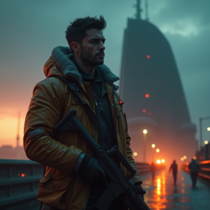 Cyberpunk — Pilot In A Weathered Flight Jacket Cinematic #0048 (Midjourney)