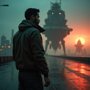 Cyberpunk — Pilot In A Weathered Flight Jacket Cinematic #0066 (Firefly)