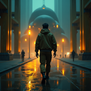 Cyberpunk — Pilot In A Weathered Flight Jacket Cinematic #0096 (Midjourney)