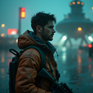 Cyberpunk — Pilot In A Weathered Flight Jacket Cinematic #0156 (Midjourney)