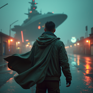 Cyberpunk — Pilot In A Weathered Flight Jacket Cinematic #0180 (Midjourney)