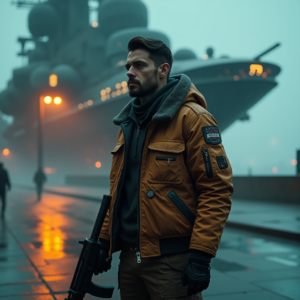 Cyberpunk — Pilot In A Weathered Flight Jacket Cinematic #0192 (Midjourney)