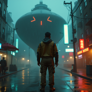Cyberpunk — Pilot In A Weathered Flight Jacket Cinematic #0229 (Stable Diffusion)