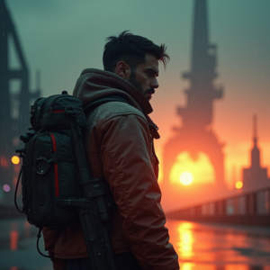 Cyberpunk — Pilot In A Weathered Flight Jacket Cinematic #0253 (Stable Diffusion)