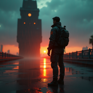 Cyberpunk — Pilot In A Weathered Flight Jacket Cinematic #0265 (Stable Diffusion)