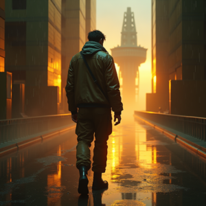Cyberpunk — Pilot In A Weathered Flight Jacket Cinematic #0301 (Stable Diffusion)