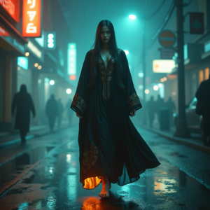 Cyberpunk — Regal Figure In Flowing Embroidered Robes Cinematic #0016 (Gemini)