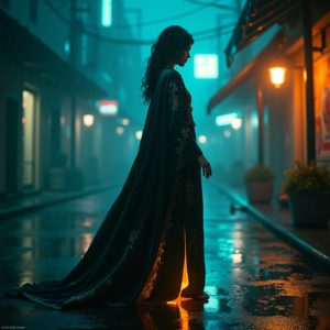 Cyberpunk — Regal Figure In Flowing Embroidered Robes Cinematic #0028 (Gemini)