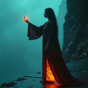 Cyberpunk — Regal Figure In Flowing Embroidered Robes Cinematic #0136 (Gemini)