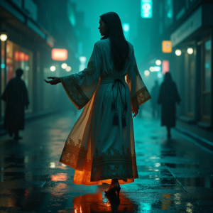 Cyberpunk — Regal Figure In Flowing Embroidered Robes Cinematic #0208 (Gemini)