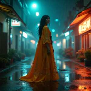 Cyberpunk — Regal Figure In Flowing Embroidered Robes Cinematic #0220 (Gemini)