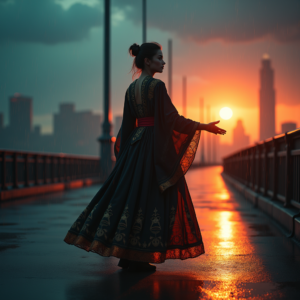 Cyberpunk — Regal Figure In Flowing Embroidered Robes Cinematic #0269 (ChatGPT)
