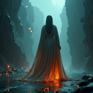 Cyberpunk — Regal Figure In Flowing Embroidered Robes Cinematic #0335 (Dreamina)