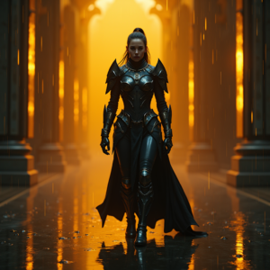 Cyberpunk — Warrior In Intricately Detailed Armor Catching Cinematic #0092 (Ideogram)
