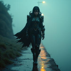 Cyberpunk — Warrior In Intricately Detailed Armor Catching Cinematic #0122 (FLUX)