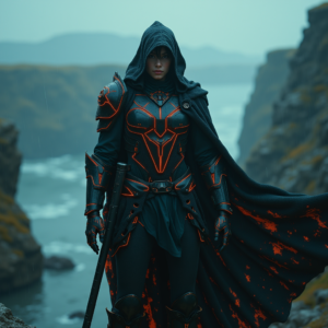 Cyberpunk — Warrior In Intricately Detailed Armor Catching Cinematic #0140 (Ideogram)