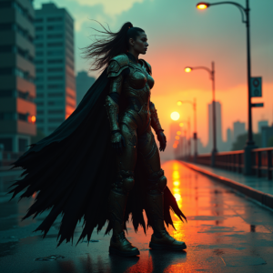 Cyberpunk — Warrior In Intricately Detailed Armor Catching Cinematic #0273 (Leonardo)