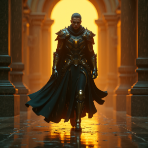 Cyberpunk — Warrior In Intricately Detailed Armor Catching Cinematic #0309 (Leonardo)