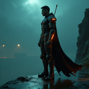 Cyberpunk — Warrior In Intricately Detailed Armor Catching Cinematic #0333 (Leonardo)