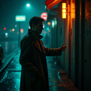 Dark Cinematic — Detective In A Rain-damp Trench Coat Cinematic #0029 (Ideogram)