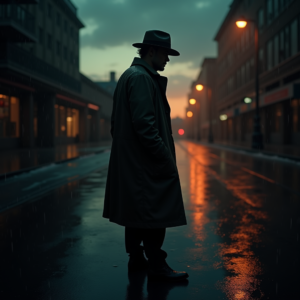 Dark Cinematic — Detective In A Rain-damp Trench Coat Cinematic #0059 (FLUX)