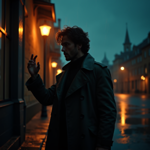 Dark Cinematic — Detective In A Rain-damp Trench Coat Cinematic #0065 (Ideogram)